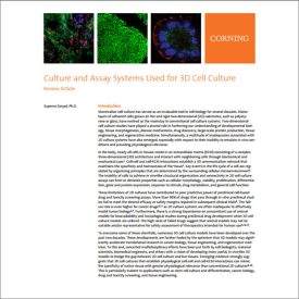 Review Article: Culture and Assay Systems Used for 3D Cell Culture